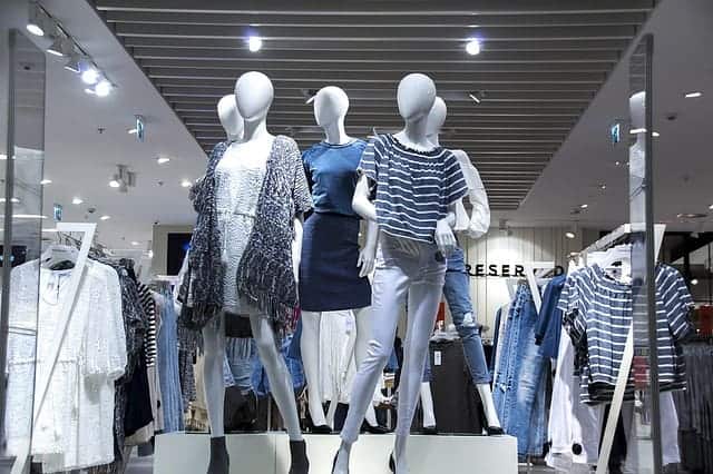 clothes shop in Warsaw with dressed mannequins