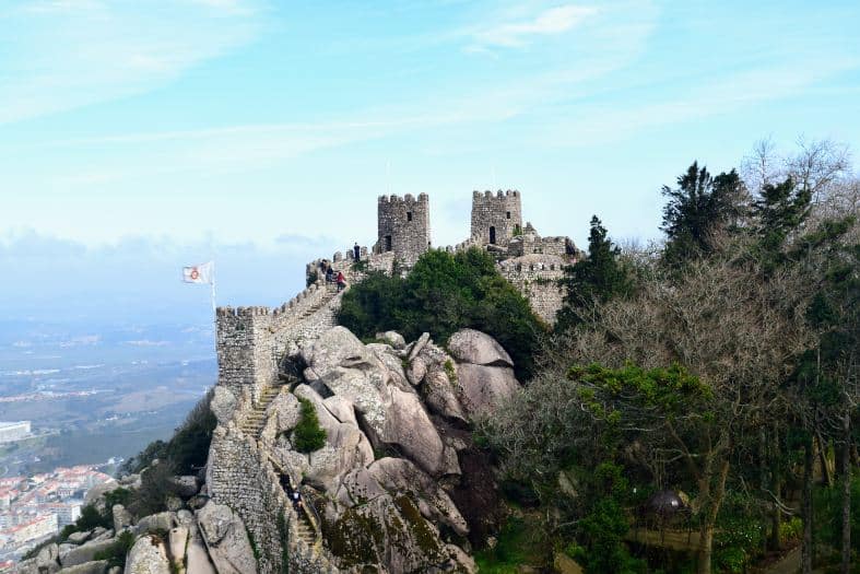 The Moorish Castle at Sintra high on the hills