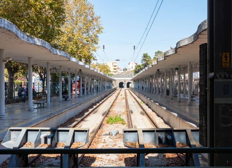 The sintra train station end of the platform