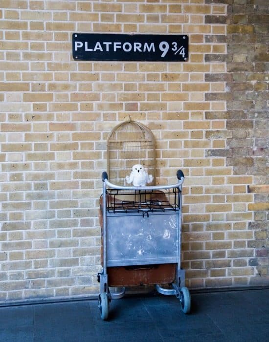 a luggage cart at platform 9 from Harry Potter