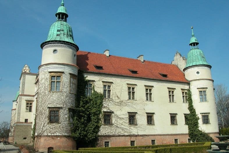 Baranów Sandomierski castle with vines growing up the outside walls in Poland