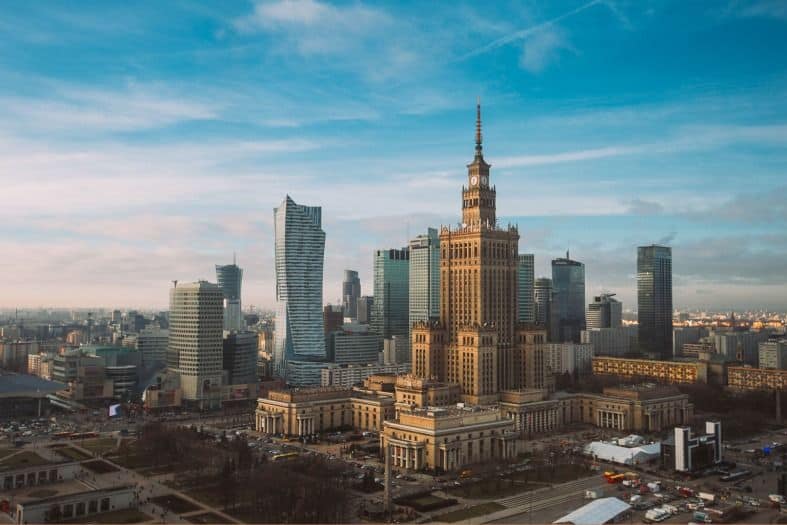 Warsaw city centre with the Palace of science and culture