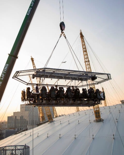 London in the sky dining platform hoisted above the city