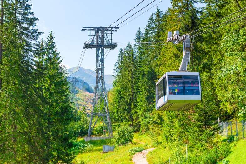breathtaking vistas of the surrounding mountains and a thrilling experience for nature enthusiasts from a mountain cable car in Zakopane, Poland