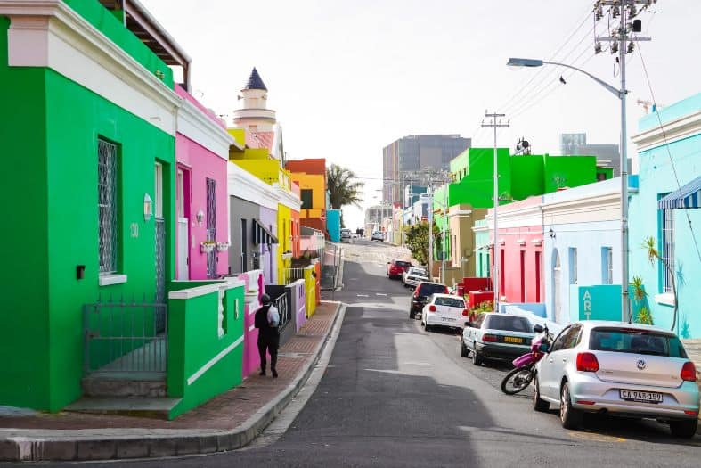 Colourful houses in Cape Town Bo Kaap neighbourhood