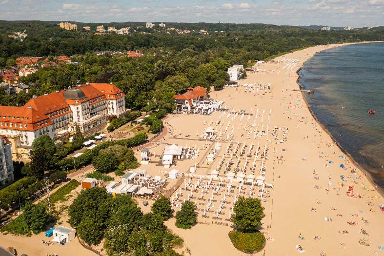 People are spending weekend getaways in Sopot, Poland, at the Sofitel Grand Luxury on the beach.