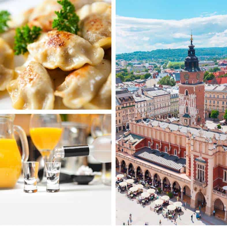 Krako collage featuring foods, drinks and attractions