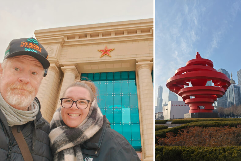 a picture of a couple on vacation in qingdao china