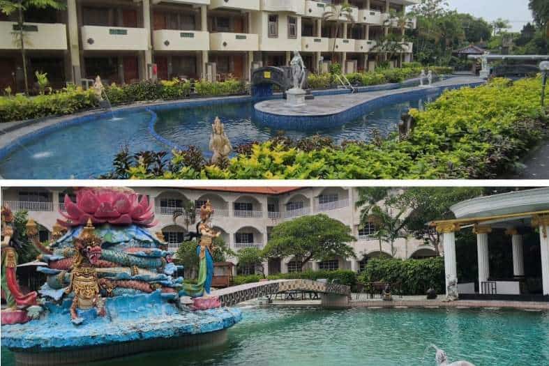 Two swimming pools at the Melasti resort in Legian Bali Indonesia